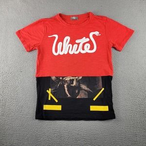 White Snake Shirt Mens Medium Red Black Colorblock Modern Streetwear Graphic Tee